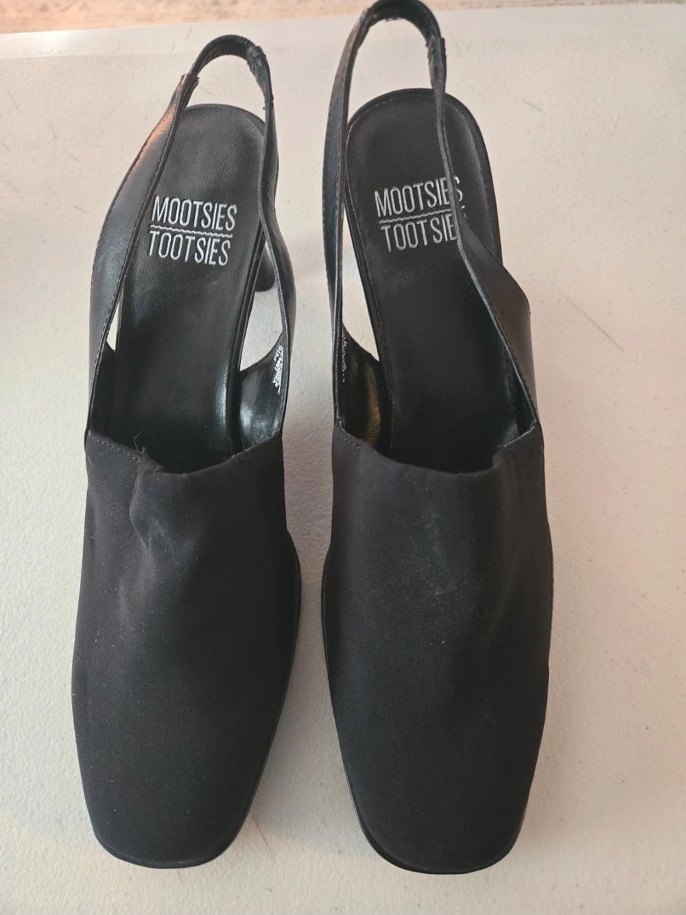 Mootsies Tootsies Black Slingback Square-Toe Mules